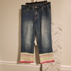 Lilly Pulitzer Vintage Y2K Jeans Embellished Ribbon Hem 🌸 Size 6 Like New Small